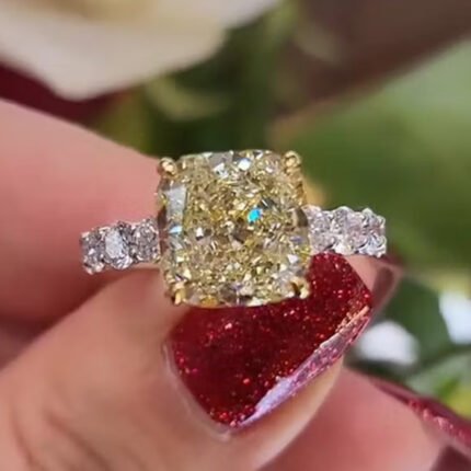 Two-tone Cushion Cut Yellow Gemstone
